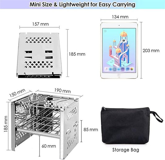 Charcoal Grill Portable Folding Outdoor Wood Burning Stainless Steel Stove Picnic BBQ Grill Kebab Barbeque Cover Accessories Charcoal Grill BBQ Grill