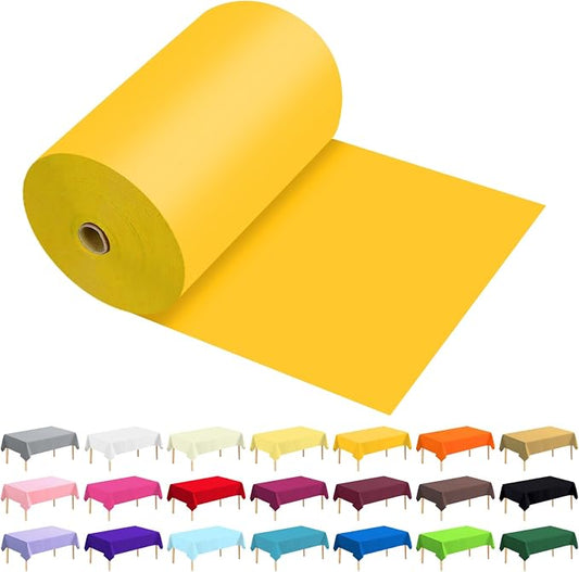 54 Inch X 600 Feet Plastic Table Cover Roll Premium Disposable Plastic Tablecloth for All Type/Shape Tables | Picnic, Party, Banquet, Birthdays, Weddings (Yellow, 54 Inch X 600 Feet)