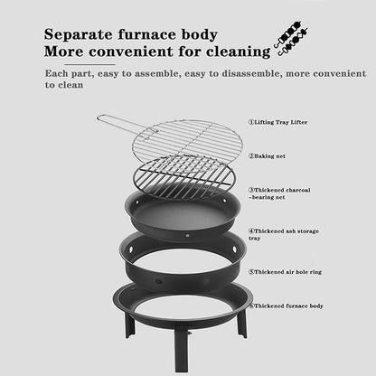 Portable folding charcoal grill, easy to clean, 35 * 19cm
