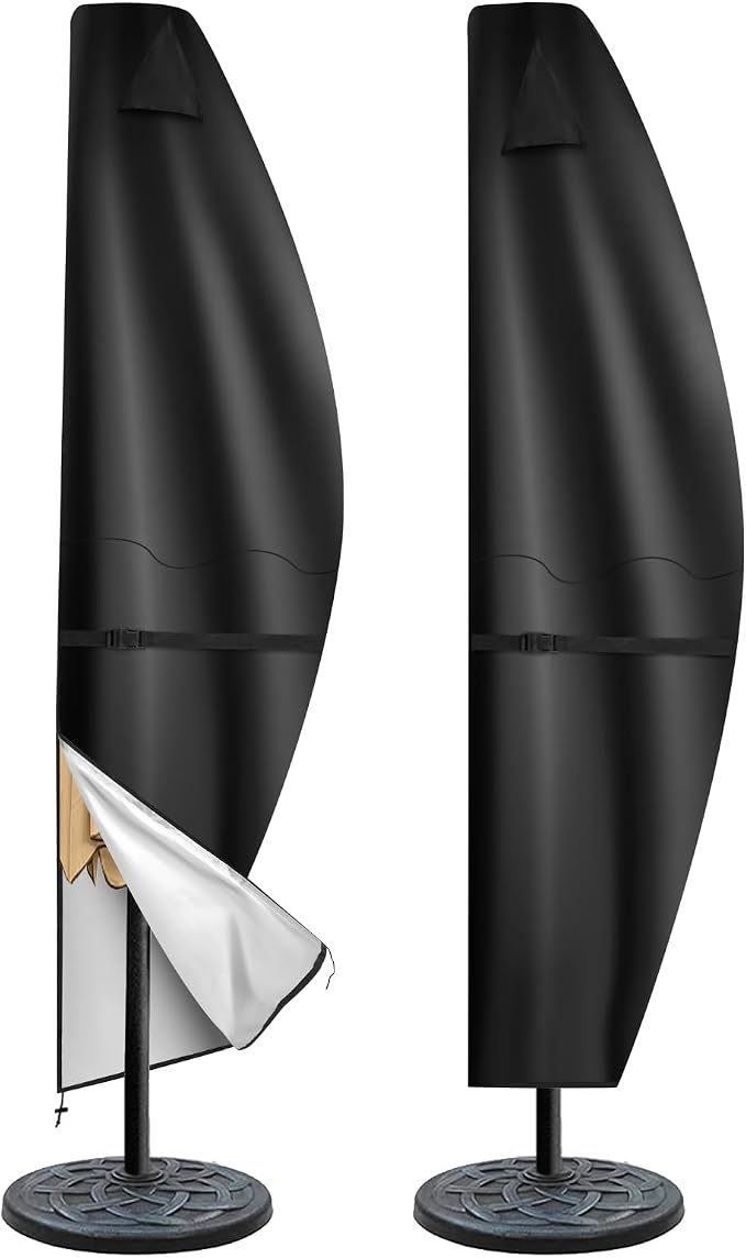 Patio Umbrella Covers for 11ft to 13ft Offset Umbrella, 420D Waterproof Outdoor Umbrella Cover, Cantilevered Offset Umbrella Cover All-Weather Protection with Sturdy Waterproof Zipper and Top Vent