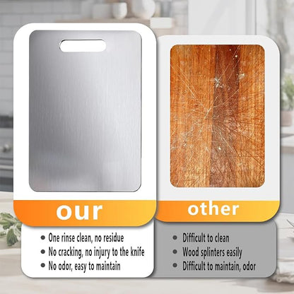 Titanium Cutting Board, Pure Titanium Cutting Boards for Kitchen, Cutting Boards Non Toxic, Double-Sided Food-Grade, Easy to Clean, Dishwasher Safe, for Meats, Fruits and Vegetables