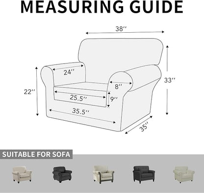 ISSUNTEX 2 Pieces High Stretch Thicken Chair Couch Covers, Soft Sofa Slipcover for 1 Separate Cushion Couch, Jacquard Fabric Elastic Sofa Cover Furniture Protector for Dogs (Chair, Light Gray)