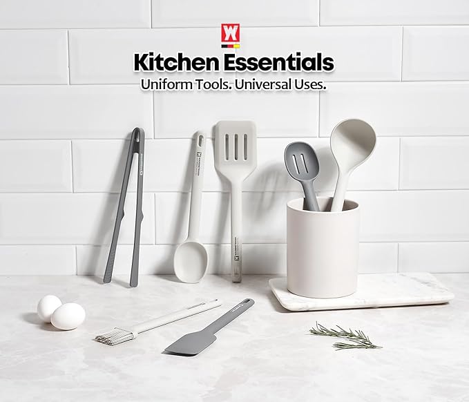 Wagensteiger Light Gray Silicone Slotted Spatula: Cooking Turner with Heat Resistant, Non-stick Cookware Safe, Gentle Head Design, BPA Free (11.81inch x 3.15inch)