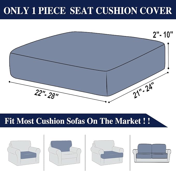 LA MEACK Couch Cushion Cover Seat Cushion Cover Stretch Armchair Cover Separate Sectional Sofa Slipcovers Furniture Protector(1 Piece for Seat or Sofa Backrest, Navy)