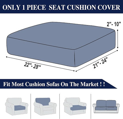 LA MEACK Couch Cushion Cover Seat Cushion Cover Stretch Armchair Cover Separate Sectional Sofa Slipcovers Furniture Protector(1 Piece for Seat or Sofa Backrest, Navy)