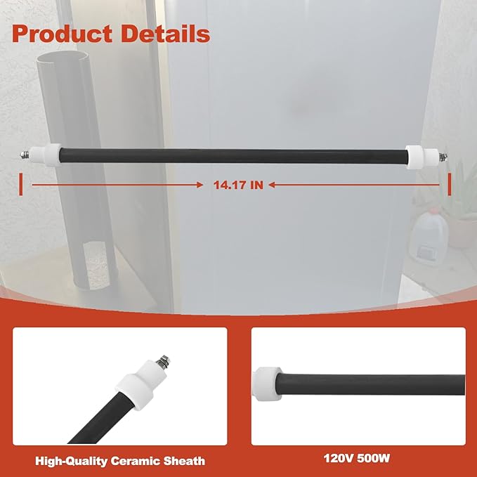 120V 500W Smoke Heating Element, Replacement Heat Bar, Compatible With Bradley 4- And 6-rack Electric Smokers BTIS1 BS611 BTDS76P BTDS108P BS815XLT