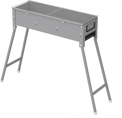Charcoal Grill Stainless Steel Folding Portable BBQ Kit for Outdoor Cooking, Camping, Hiking, Picnic, Tailgate, Backpacking or Any Outdoor Event(18 * 60 * 65cm)