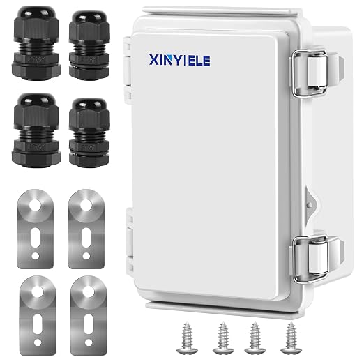 Waterproof Outdoor Project ABS Plastic Junction Box IP67 Weatherproof Dustproof Enclosure with Hinged Cover, Mounting Plate,Wall Brackets for Power Project (5.9"x3.9"x2.8")