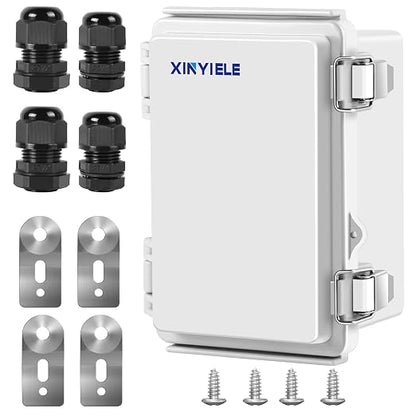 Waterproof Outdoor Project ABS Plastic Junction Box IP67 Weatherproof Dustproof Enclosure with Hinged Cover, Mounting Plate,Wall Brackets for Power Project (5.9"x3.9"x2.8")