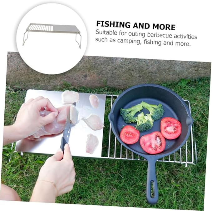 Stainless Steel Outdoor BBQ Grill Rack for Camping Charcoal Grill Tool Folding Design and Easy Setup for Barbecue Parties