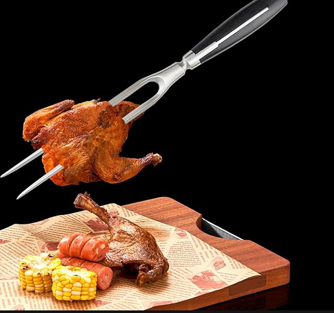 Carving Fork, Meat Fork, 13 Inch Cooking Fork, Heavy Duty Stainless Steel BBQ Fork, Long Metal Chef Pro Kitchen Forks for Barbecue, Serving, Cooking, Grilling, Roasting