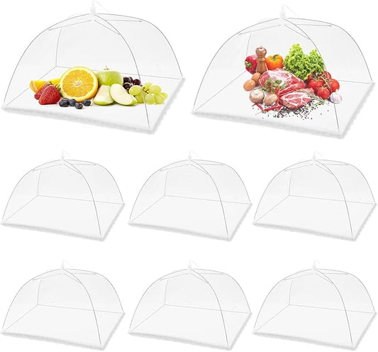 (8Pack) Pop-up Picnic Food Tent Covers, 17x17Inch Foldable Mesh Screen Food Covers for Outdoors, Reusable Food Cover Net Keep Out Flies, Mosquitoes…