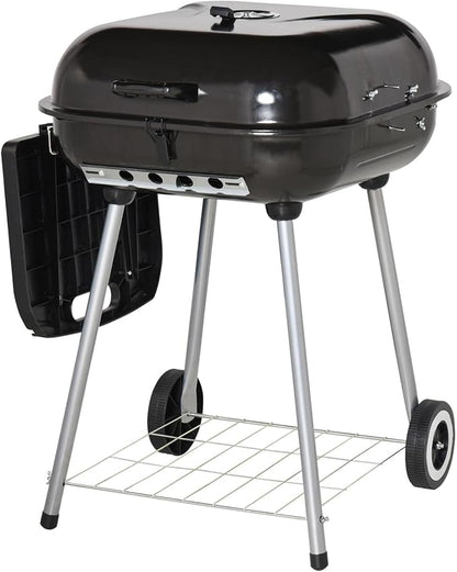 21" Portable Charcoal Grill with Wheels and Bottom Shelf