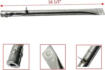 Parts Kit DG116 Replacement for BBQ Grillware GGPL-2100 Gas Grill Burners, Heat Plates-3 Pack (Stainless Steel Burner + Porcelain Steel Heat Plate)