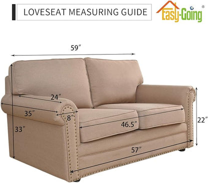 Easy-Going Reversible Couch Cover, 2 Cushion Sofa, Greyish Green/Beige | Loveseat, Slipcover For Dogs, Water Resistant Furniture Mat, Living Room, Non-Slip Sofa Cover, Pet Friendly