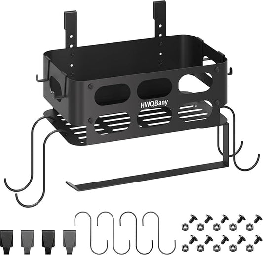 Storage Bin for Traeger Grills, Pellet Storage Bin with 8 Hooks, Accessories for Traeger Ironwood 885, Pro Series 34,Pro Series 22, Pro D2 575, Pro 780, Ironwood 650, Z-Grills, Pit Boss, Black