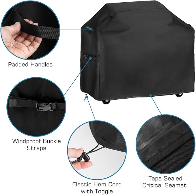 Vailge Grill Cover,72-inch Waterproof BBQ Cover,600D Heavy Duty Gas Grill Cover, UV & Dust & Rip & Fading Resistant,Suitable for Weber, Brinkmann, Char Broil Grills and More,Black