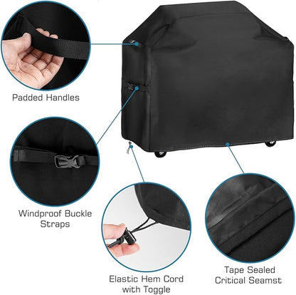 Vailge Grill Cover,72-inch Waterproof BBQ Cover,600D Heavy Duty Gas Grill Cover, UV & Dust & Rip & Fading Resistant,Suitable for Weber, Brinkmann, Char Broil Grills and More,Black