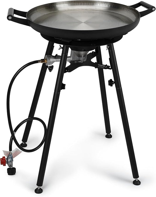 ONLYFIRE GRILLS Propane Paella Burner Stand Set with 21" Paella Pan, Outdoor Gas Stove Cooking Kit, Portable Gas Burner with Wok for Backyard Camping Tailgating RV, 4FT Hose, 60000BTU, GS300
