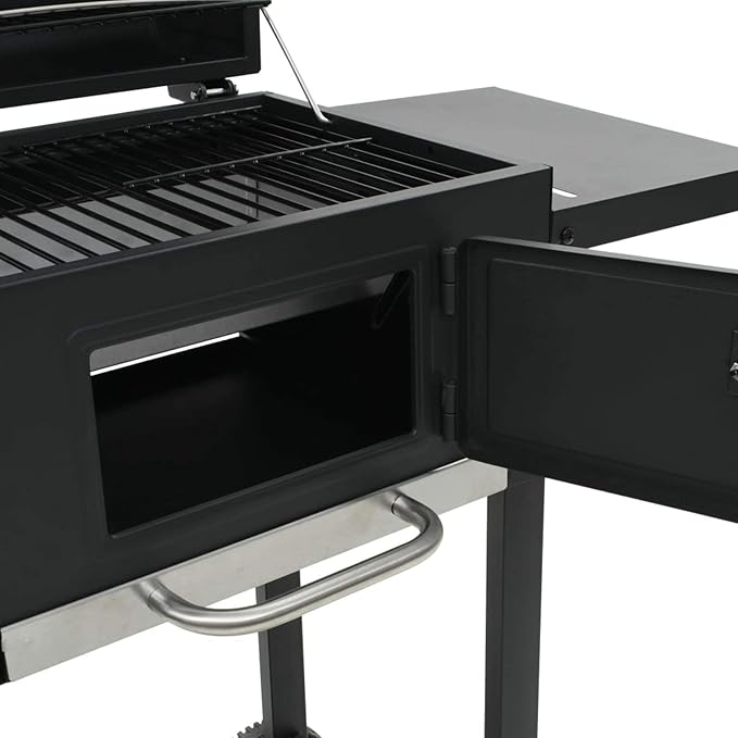Gecheer Charcoal-Fueled BBQ Grill with Bottom Shelf Black for Patio Backyard Garden Camping Bonfire