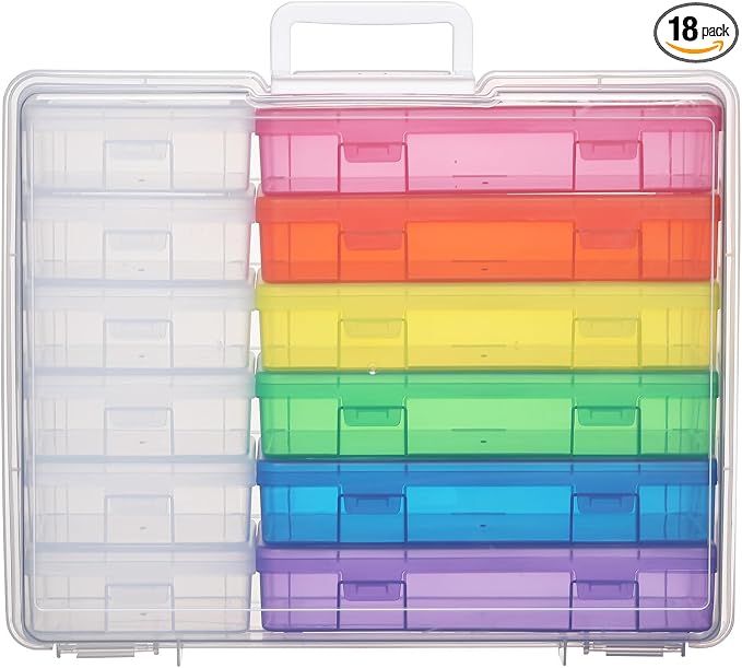 Plastic Storage Box Arts Plastic Container (6Medium Color+ 6Small Clear) | Multifunctional Design,Stackable,Clear,Versatile Organization,Space-Saving,Durable,Dust Protection