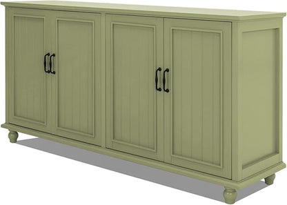 Scurrty 62'' Coffee Bar Cabinet Kitchen with Storage, Buffet Cabinet with Storage, Sideboard Buffet for Dinning Room, Kitchen & Living Room (4 Doors, Green)