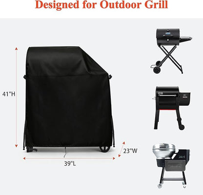TheElves Outdoor Grill Covers Waterproof Heavy Duty for Char-Griller King-Griller E1816 Charcoal Grills and recteq RT-B380X Bullseye Deluxe Pellet Smoker Grills - 39" W x 23" D x 41" H