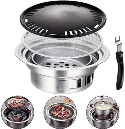 IRYZE Portable Charcoal Grill Outdoor BBQ Grill Portable Camping Charcoal Grill Stainless Steel Reusable Grill for Terrace Indoor Outside BBQ Grill for Outdoor (Size : 35x12cm)