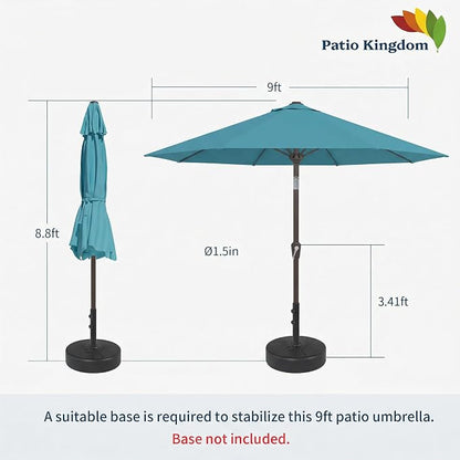 9FT Patio Umbrella Outdoor Table Umbrella w/Push Button Tilt and Crank, 8 Sturdy Ribs, UV Resistant Waterproof Market Umbrella for Pool, Deck, Backyard, Garden, Sky Blue