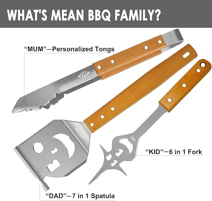 STEVEN-BULL S BBQ Tools Grill Set, Extra Long BBQ Accessories,Grill Accessories for Outdoor Grill,Best BBQ Grilling Gifts for Men Unique