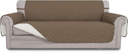 Easy-Going Reversible Couch Cover, 4 Seater Sofa, Camel/Ivory | XX-Large Sofa, Washable Slipcover For Dogs, Water Resistant Mat, Living Room, Non-Slip Sofa Cover, Pet Friendly