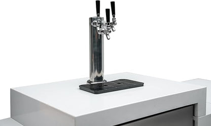 Mont Alpi Premium 130"W x 23"D x 55"H Stainless Steel Modular Outdoor Kitchen Island with Side Burner + 3-tap Kegerator Beer Dispenser + 32"W 4-Burner BBQ Gas Grill + Granite Countertops + Storage
