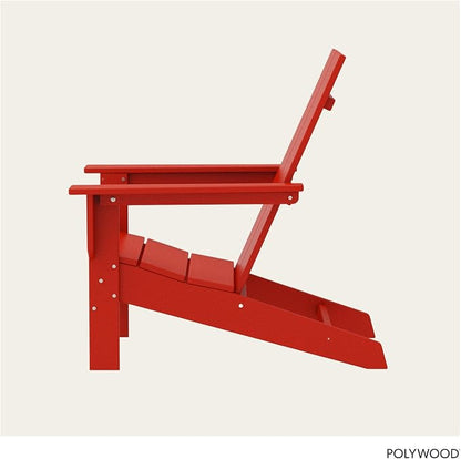 Polywood Contemporary Modern Oversized Adirondack Chair in Sunset Red