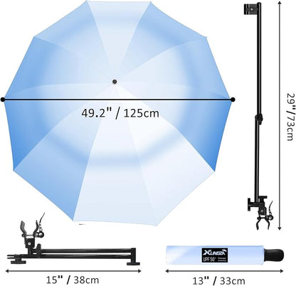 XLINGZA UPF 50+ UV Protection Beach Umbrella with Adjustable Universal Clamp