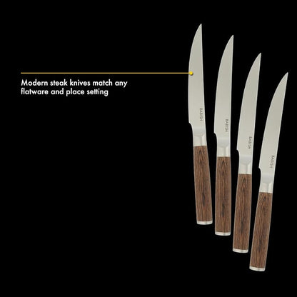 Babish 4-Piece 1.4116 German Stainless Steel Steak Knife Set with Dark Pakka Wood Handles – Full-Tang Steak Knives for Dining, Entertaining & Everyday Table Use