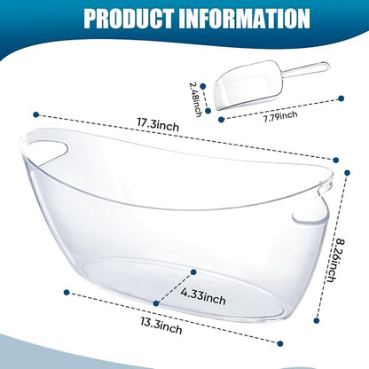 OBTANIM Clear Acrylic Ice Buckets Large Champagne Drink Cooler Storage Ice Tub with Scoops for Beer Cocktails Wine Beverage Home Parties Bar Cooling Supplies