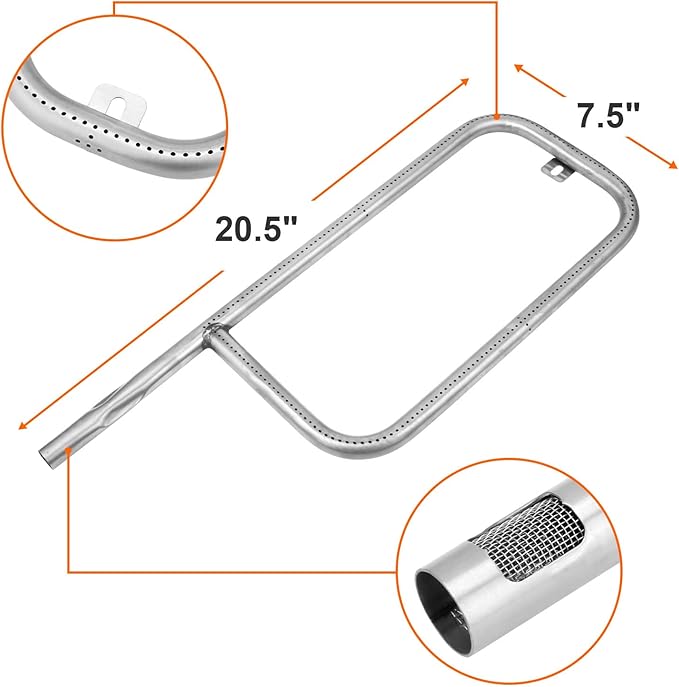 DELSbbq 7583 Cast Iron Grate and 41862 Grill Burner for Weber Q200 Q220 Q2000 Q2200 396000 396001 566002 53060001 Grills, Replacement Parts for Weber 7645, 41862