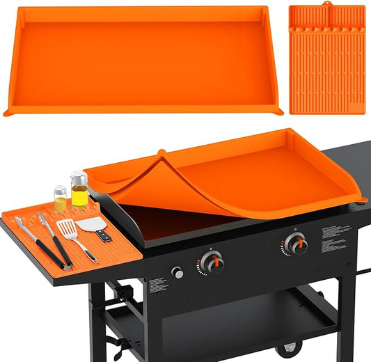 Silicone Griddle Cover with 16" Silicone Tool Mat for Blackstone - 28" Full Protection Waterproof Griddle Top Cover All Year Round Protective Mat for Black Stone Accessories