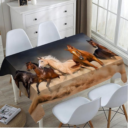 TKS MITLAN Horse Decorative Rectangle Tablecloth Horse Herd Run in Desert Sand Storm Polyester Table Cloths Kitchen Table Cover for Dining BBQ Picnic Coffee Table 60 x 84 Inch 6-8 Seats