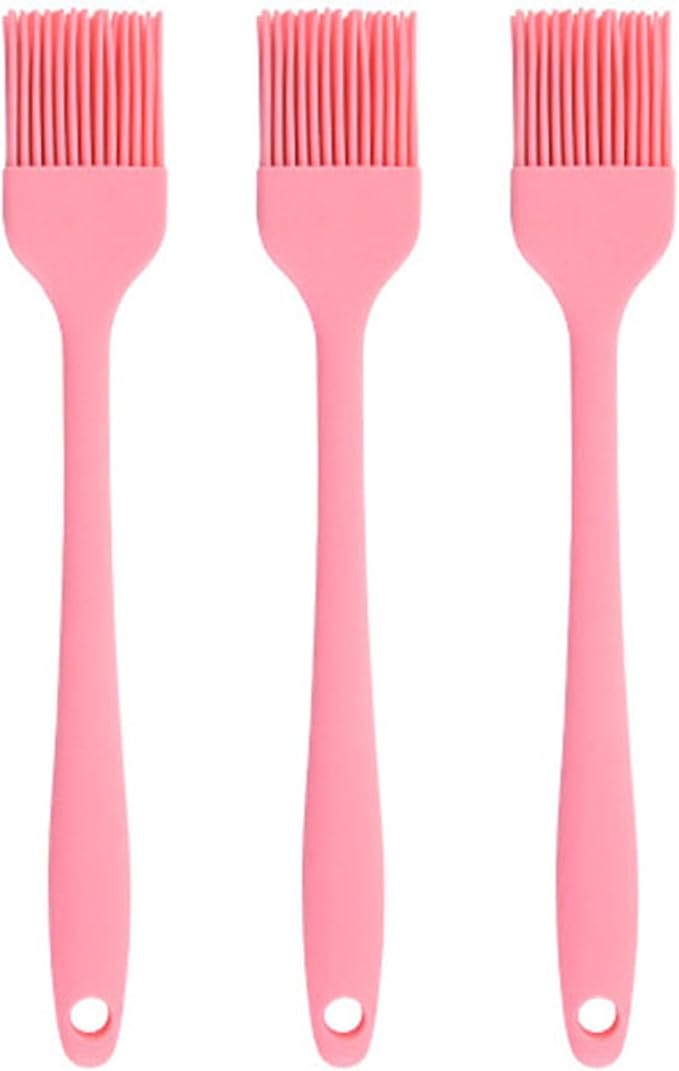 Silicone Oil brush, for BBQ Kitchen Cooking Baking and Grilling (3 PCS,Rose red)
