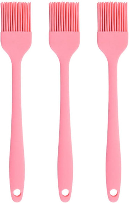Silicone Oil brush, for BBQ Kitchen Cooking Baking and Grilling (3 PCS,Rose red)