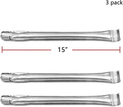 15" Burners for Grill Master 720-0737, Kenmore 146.16132110 | 146.16133110, Uberhaus 780-0007A, Stainless Steel, 15" x 1", 3-Pack