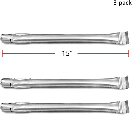 15" Burners for Grill Master 720-0737, Kenmore 146.16132110 | 146.16133110, Uberhaus 780-0007A, Stainless Steel, 15" x 1", 3-Pack