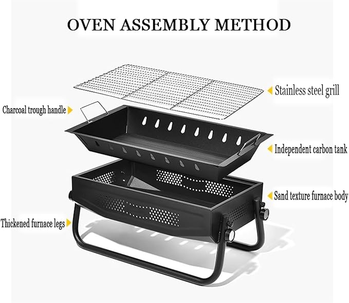 Portable charcoal grill, outdoor grill, folding portable grill, suitable for garden outdoor cooking barbecue camping picnic(White)