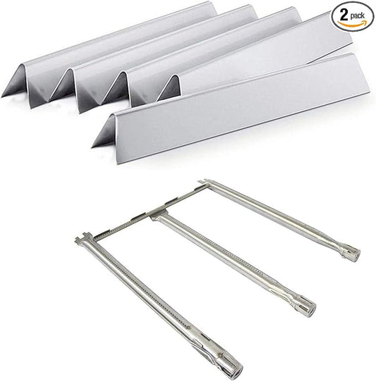 Hongso Spirit E310 Flavorizer Bars and Spirit E310 Burner Tube Set for Weber Spirit I & II 300 Series E310 S310 E320 S320 E330 S330 Grills With Front Control, 7636 Heat Plates 15.3 inch, 69787 Burners