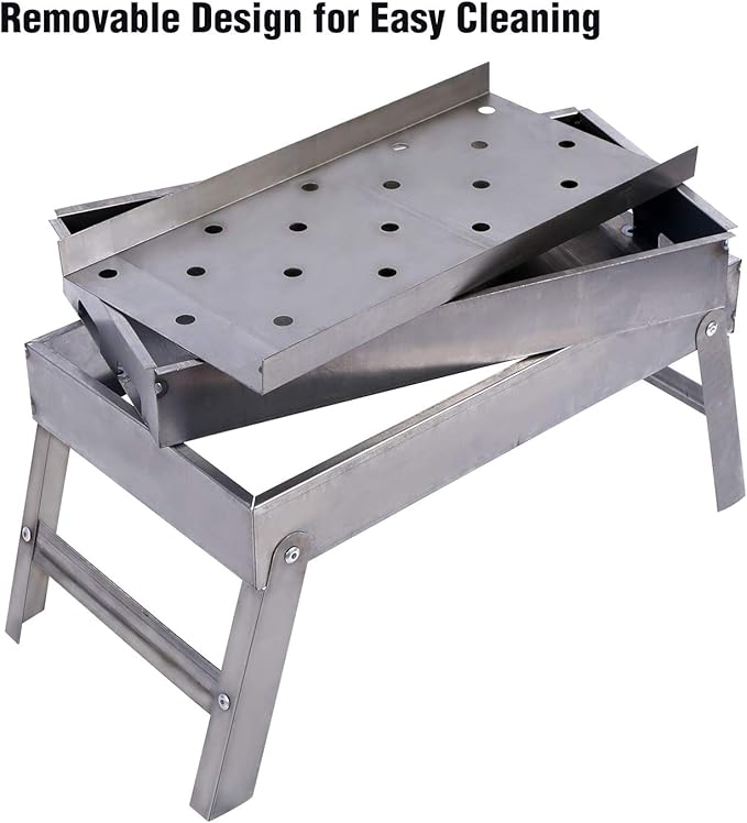 Portable Charcoal Grills With 40Pcs 14" Long Kabob Skewers, Heavy Duty Small Tabletop BBQ Grill, Easy to Carry Outdoor Camping Grill for Tailgating Backpacking Hiking Picnic Hiking Cooking