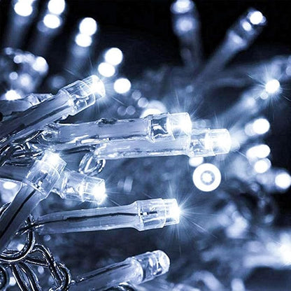 Cool White Christmas String Lights, 98FT 200 LED Fairy Lights Indoor | Up to 8 Sets, 8 Modes with Memory, Connectable, Transparent Wire, IP65 Waterproof Outdoor Decor for Classroom, dorm, Bedroom
