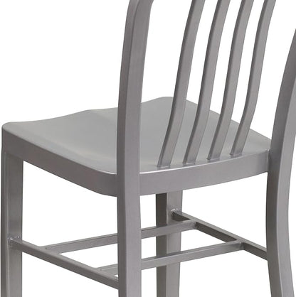 Flash Furniture Commercial Grade Silver Metal Indoor-Outdoor Chair