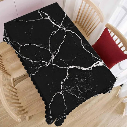 Decorative Tablecloth Marble Black, Grunge Stone Marble Black Kitchen Table Cover Oblong 52"X70" Tablecloths Dining Table Cloth Buffet Parties Patio and Camping