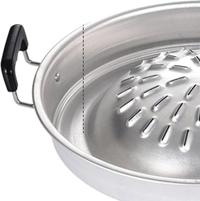 Charcoal Barbecue Grill, Aluminum Korean BBQ Grill Camping BBQ Pan Meat Garlic Korean Cookware for Home Party Outdoor Camping ﻿ (Large Size)
